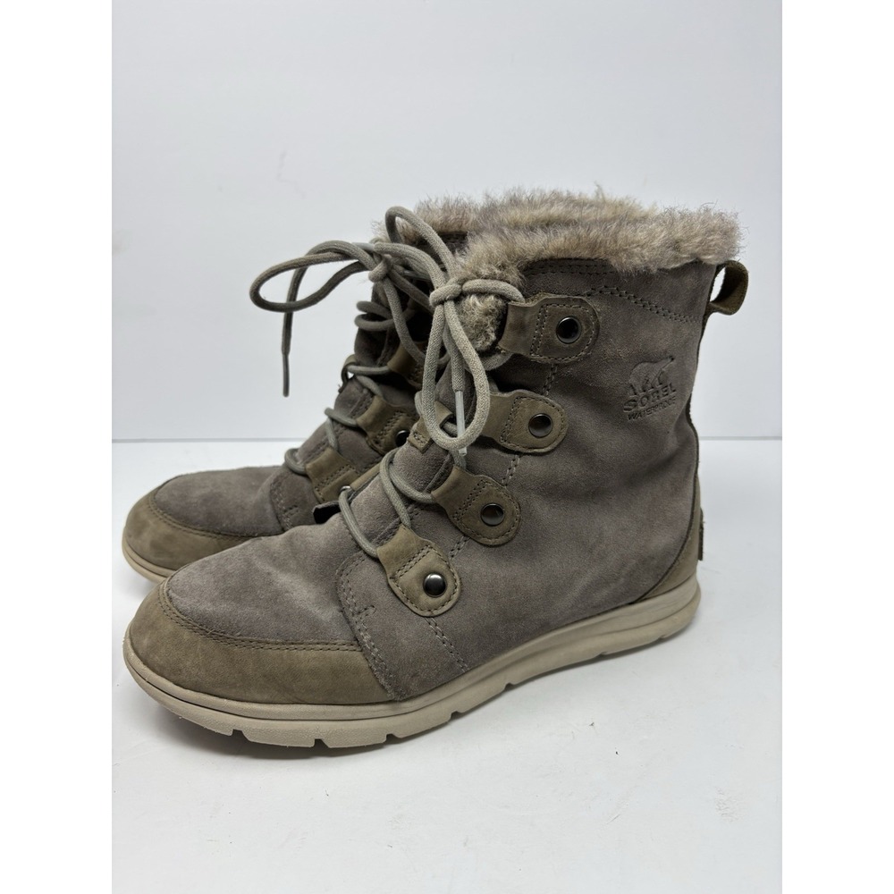 Sorel Boots Womens 9 Explorer Joan Snow Fur Lined NL3039-052 Gray Leather